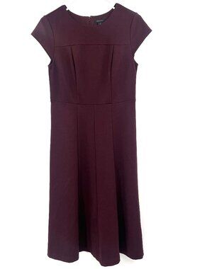 Ann Taylor Burgundy Short Sleeve Midi Dress Women's 0